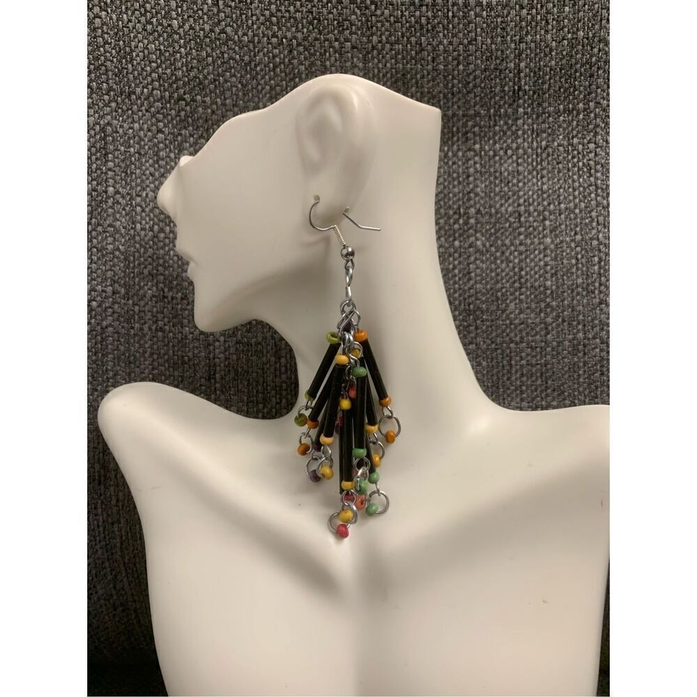 Handmade Straw Dangle Earrings